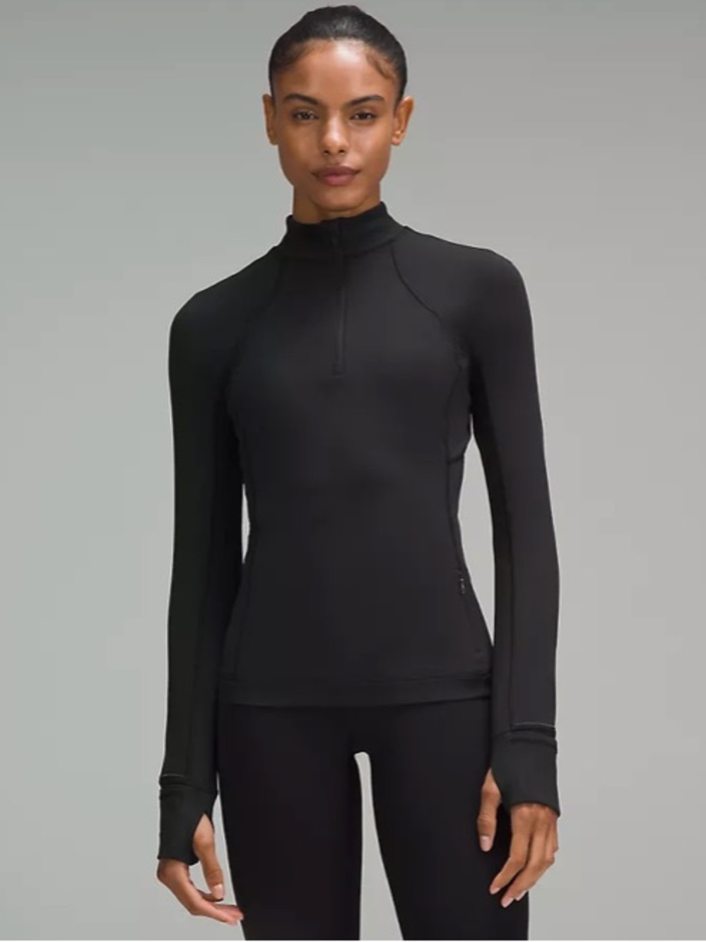 lululemon athletica Black Women's Long-Sleeve Quarter-Zip Performance Top